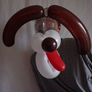 Dog face flat tongue